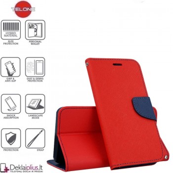 Telone fancy dėklas su skyreliais - raudonas (telefonui Motorola Edge 20)